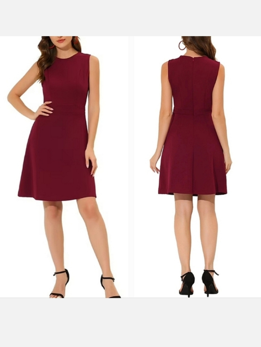 Molly & Isadora Burgundy Sleeveless Textured Knit A-Line Flared Dress 1X NWT